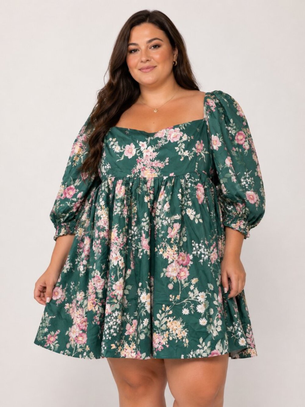 Selkie Green Gables Cottage Puff Dress Floral Mini 2X